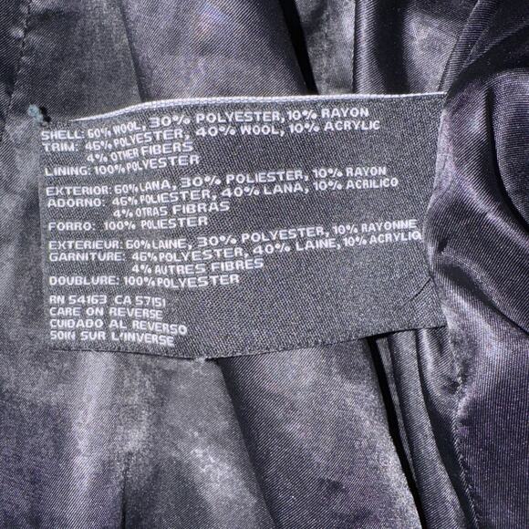 Guess Womens Sz XL BLK Wool Full Zip Up Herringbone Collar Long Tunic Moto Coat - Picture 7 of 15